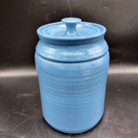 Cornflower Blue Country Studio Art Pottery Cannister With Lid Etsy