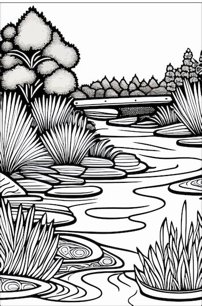 Premium Vector River Coloring Page Ai Generated