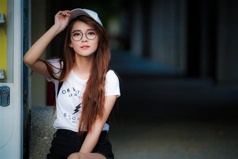 K Asian Brown Haired Glasses Glance Hands Hd Wallpaper Rare