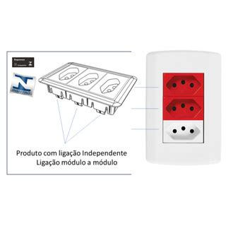 Tomada Tripla Vermelha E Branca A Pluzie Pluzi Modular Shopee Brasil