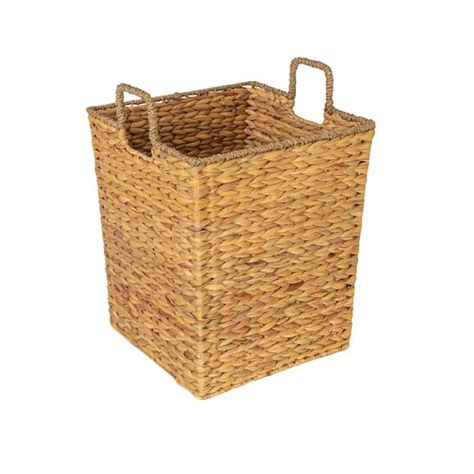 HOUSEHOLD ESSENTIALS Natural Square Handwoven Water Hyacinth And