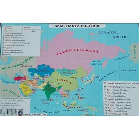 Asia Harta Fizica Harta Politica A3 Emagro
