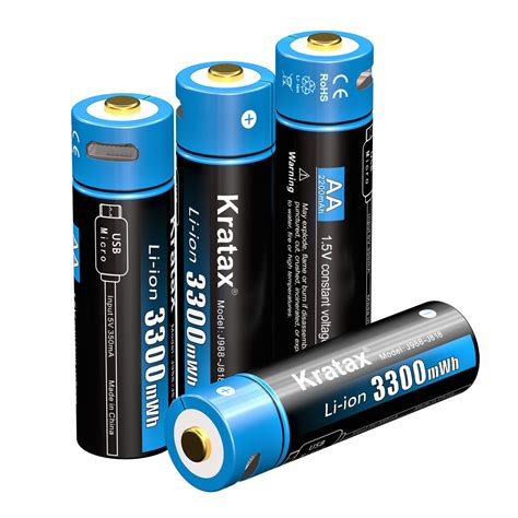 Kratax AA AAA Batterien 1 5V USB Wiederaufladbare Li Ionen Batterien AA