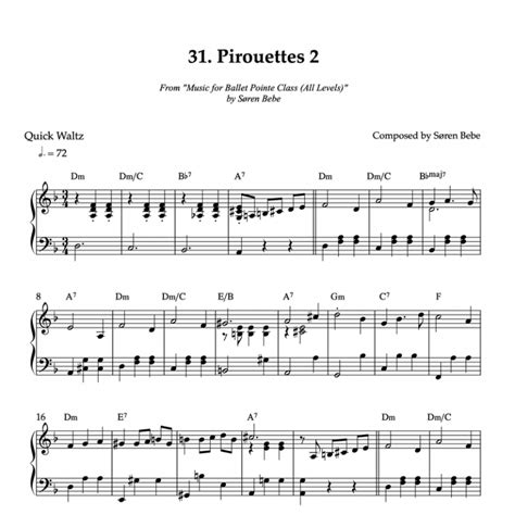 Pirouettes 2 Waltz By Søren Bebe Sheet Music For Ballet Class Pdf