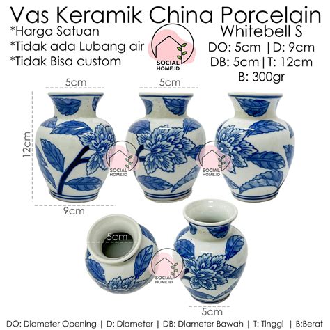 Jual Vas Bunga Keramik Porcelain China Biru Putih Pajangan Flower Vase