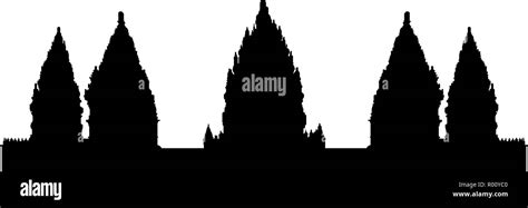 Silueta Negra Del Antiguo Templo Hind Prambanan Imagen Vector De Stock