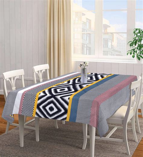 Buy Geometric Design (72x52) Grey Cotton Blend Table Cloth at 75% OFF ...