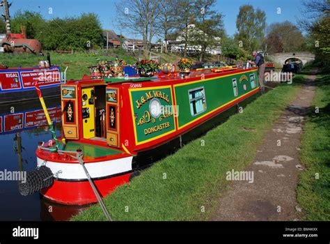 A Traditional English Narrow Boat Moored At Wheaton Aston On The