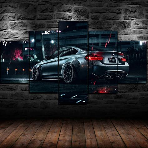 Bmw M4 Super Sports Car Poster 5 Pieces Canvas Wall Art Framed Etsy