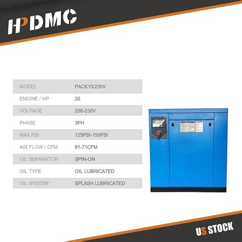 Buy HPDMC Rotary Screw Compressor 208 230 V 60HZ 20 HP 15 KW 3