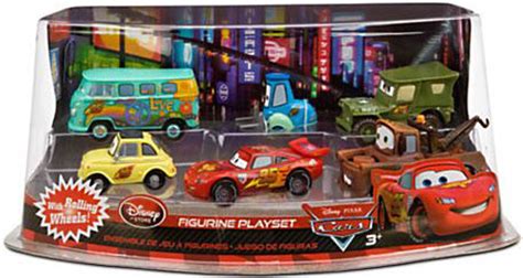 Disney Pixar Cars Cars 2 Playsets Lightning Mcqueen Pit Crew Exclusive Pvc Figurine Set Damaged