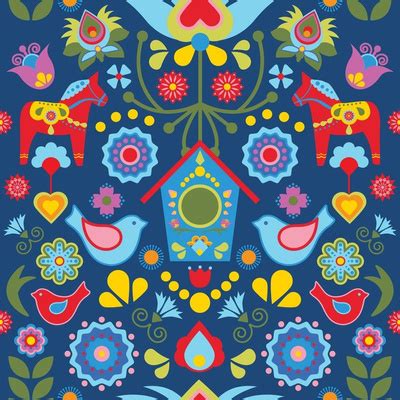 Swedish Folk Art Fabric, Wallpaper and Home Decor | Spoonflower