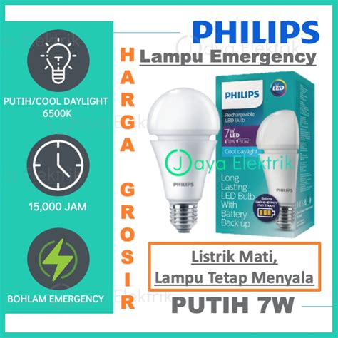 Lampu Philips Led Emergency W Putih Cool Daylight K Rechargeable