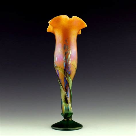 Bohemian Art Nouveau Decorative Vase Jugendstil Iridescent Glass Glamorous Loetz Decor