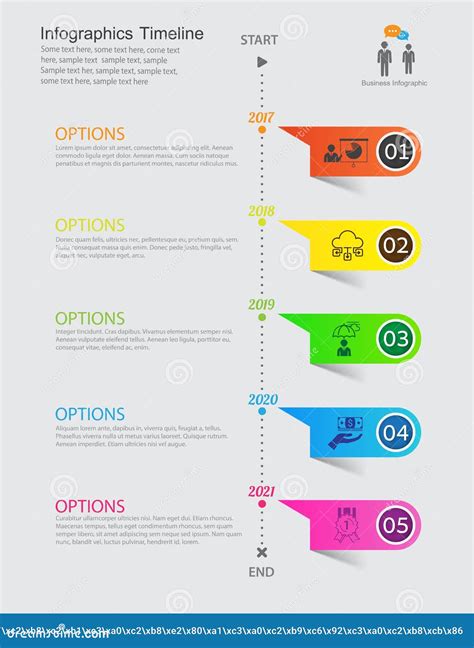 Línea De Tiempo Infographic Y Plantilla Del Diseño De Los Iconos Ilustración Del Vector