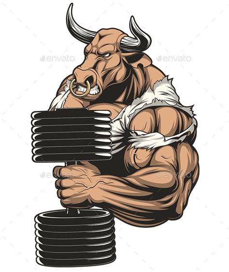 Strong Ferocious Bull Gym Art Gym Logo Bodybuilding