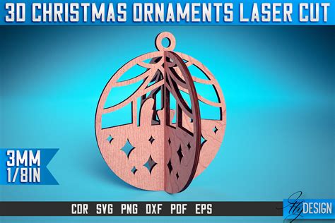 3d Christmas Ornaments Laser Cut Svg Graphic By Flydesignsvg