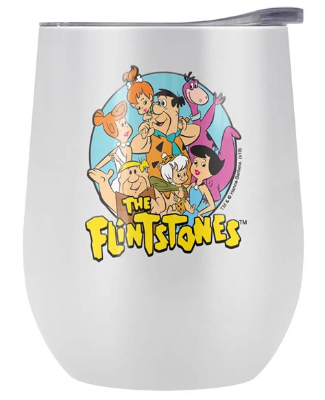 Flintstones Official Group 12 OZ Stemless Wine Tumbler Stainless Steel