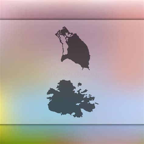 Vector Silhouette Of Antigua And Barbuda Map Blurred Background Stock