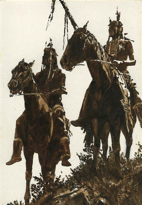 Two Indians Horseback Painting By Don Langeneckert