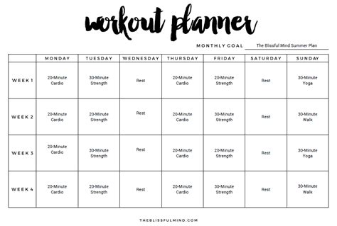 Best Excel Workout Templates Workout Template Workout Schedule