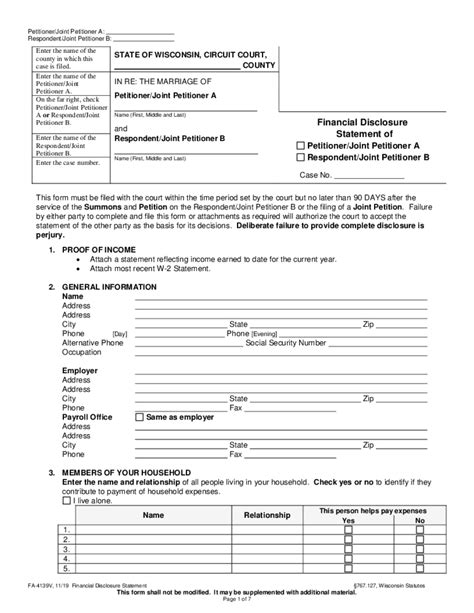 Financial Disclosure Affidavit Short Form Ny Fill Online Printable