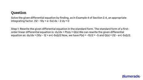 Solved Solve The Given Differential Equation By Finding As In Example