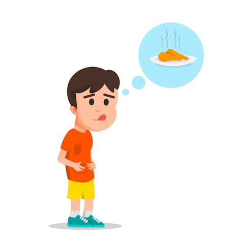 premium vector  boy  hungry   fried chicken