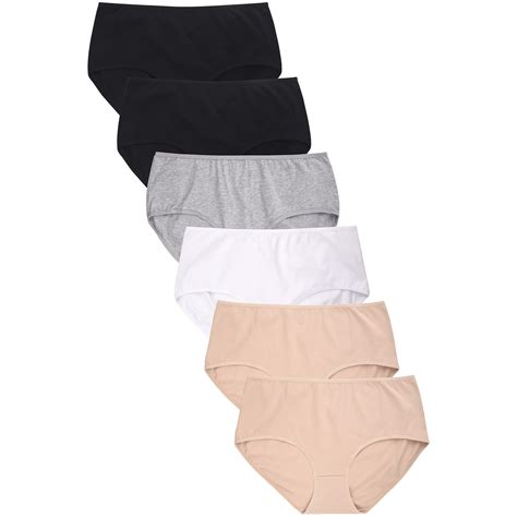 Sofra Women S Soft Breathable Cotton Bikini Brief Panties Pack Of 6 2XL LP1379CKEX Walmart