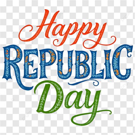 Happy Republic Day Text Vector Art Blue Color Republic Day Text