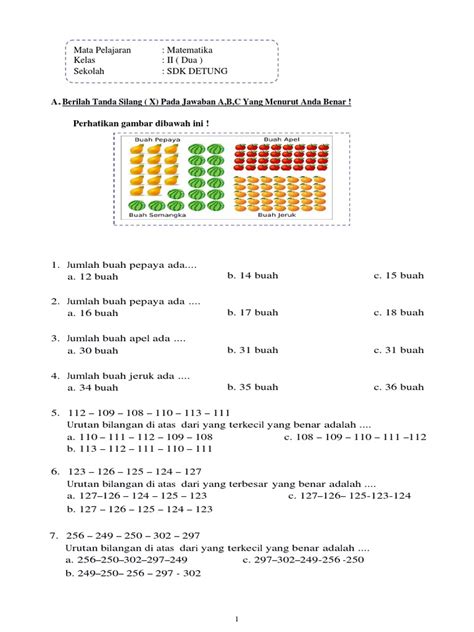 Soal Pts Matematika Kelas 2 Semester 1 Panduan Lengkap Untuk Persiapan Ujian