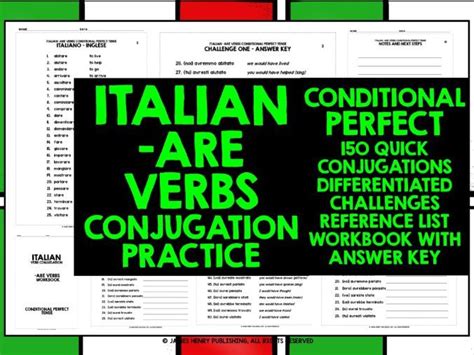 ITALIAN ARE VERBS CONJUGATION PRACTICE BUNDLE 2 Teaching Resources