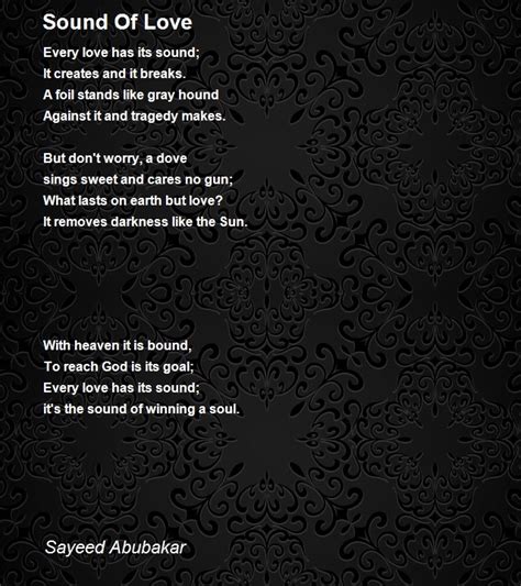 Sound Of Love Poem By Sayeed Abubakar Poem Hunter