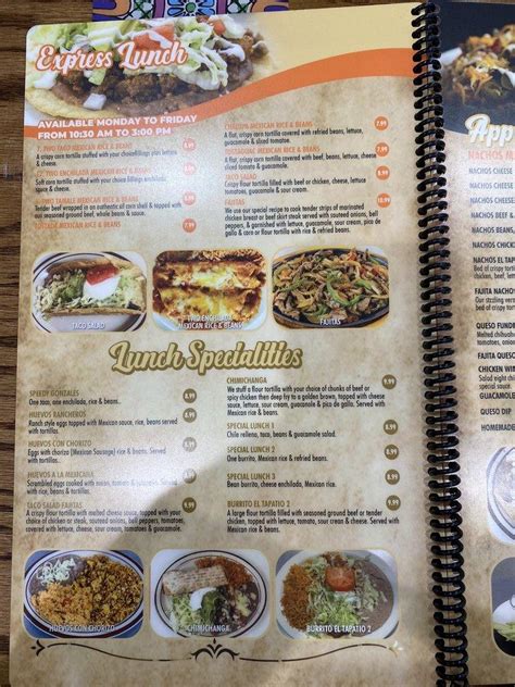 Menu At El Tapatio Dos Restaurant Westlake