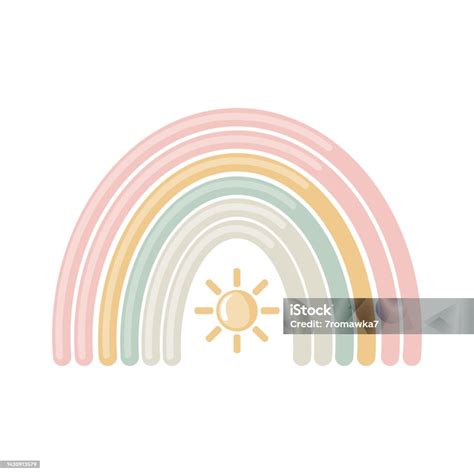 Cute Rainbow Icon In Flat Style Isolated On White Background Stock