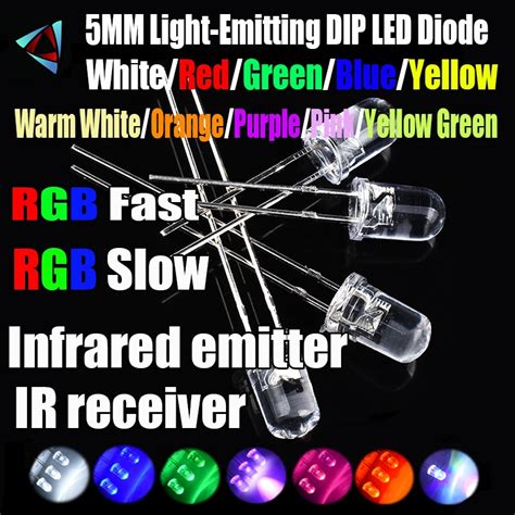 1000pcs 5mm Led Diode Kit Colors 3v Set Warm White Green Red Blue