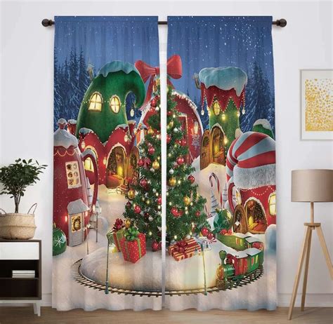 Amazon Funnytree Cortina De Ventana De Ciudad De Navidad Con