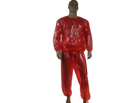 Abdl Pvc Jogging Suit Sauna Suit Color Transparent Red P013 8 In Baby