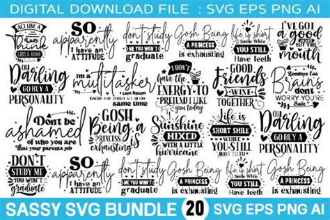 Sassy Quotes Svg Bundle 20 Designs Graphic By Gatewaydesign · Creative