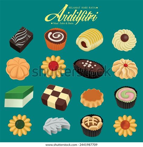 Hari Raya Aidilfitri Background Design Kuih Stock Vector Royalty Free