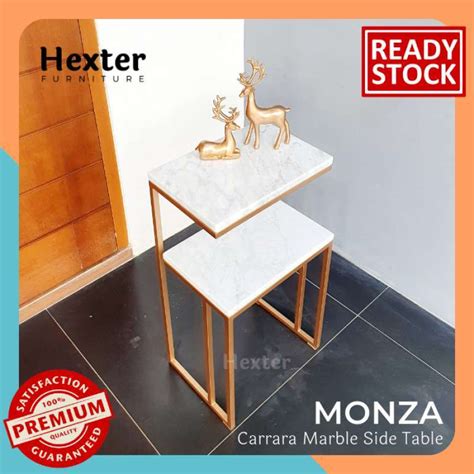 Jual Monza Meja Marmer Carara Side Table Nakas Besi Bedside Table