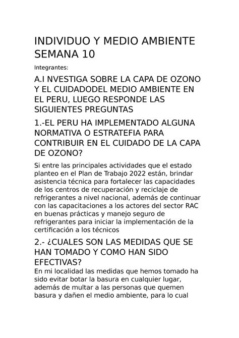 Individuo Y Medio Ambiente Semana 10 INDIVIDUO Y MEDIO AMBIENTE