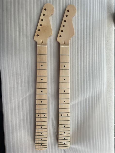 Strat Style Maple Wood Unfinished Guitar Neck With 22 Frets Reverb