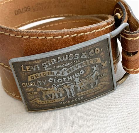 Levis Leather Belt Buckle Vintage Levi Strauss And Co Made In Usa