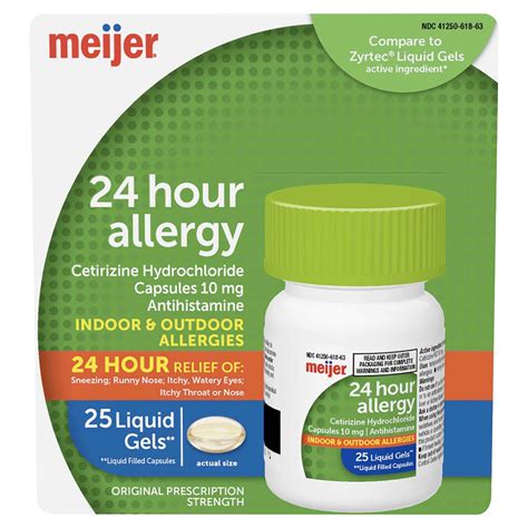 Meijer 24 Hour Allergy Cetirizine Hydrochloride Tablets 58 Off