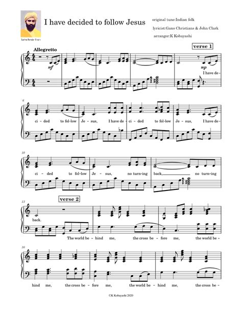 I have decided to follow Jesus Sheet music for Piano (Solo) | Musescore.com