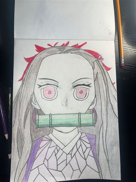 a drawing of a girl with long hair and pink eyes