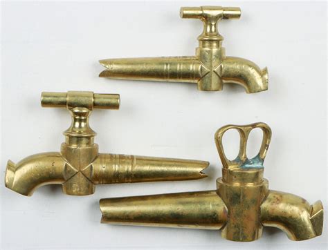 3 Antique Solid Brass Spigots 19th C Auction