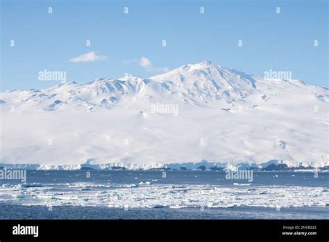 Antarctica, Ross Sea, Ross Island. View of Mount Terror, shield volcano. Second largest volcano ...