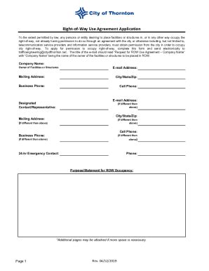 Fillable Online Right Of Way Use Agreement Application Fax Email Print